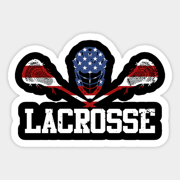 Lacrosse Player USA American Flag Sticker by Visual Vibes